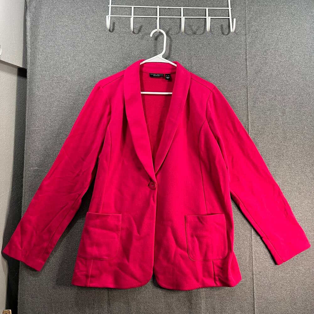 Susan Graver Weekend Regular Marina Knit Blazer Rich Fuchsia Size X-Large